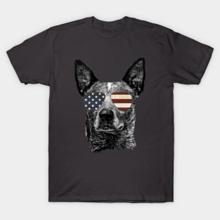 America Dog Flag Sunglasses USA Patriotic Owner Lover T-Shirt